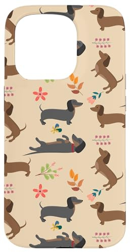Dachshund Pattern Sausage Dog Lover Wiener Flower Pattern Case for iPhone 15 Pro
