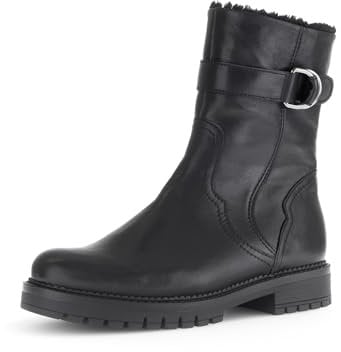 Gabor Damen Biker Boots, Frauen Stiefeletten,Komfortable Mehrweite (H),Warmfutter,Kurzstiefel,schwarz (Webl/CDF),43 EU / 9 UK
