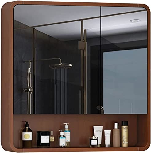 WLCNYL Medizinschrank, Doppeltür-Medizinschrank, Massivholz-Badezimmerspiegelschrank, Haushalts-Badezimmerspiegel mit Regal, wandmontierter Spiegelschrank für die Aufbewahrung zu Hause