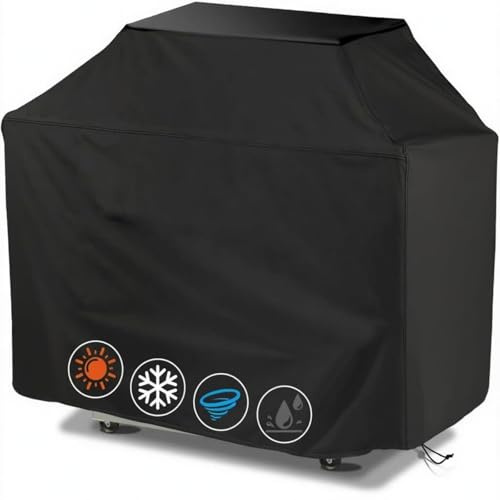 Demiwise 147,3 cm Grillabdeckung für Outdoor-Grill, verbesserte verstellbare Schnalle und Kordelzug, wasserdicht, UV-Schutz, reißfest, geeignet für die meisten Grills