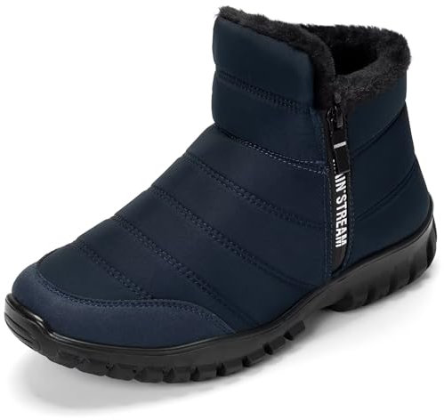 CHDDHX Stivali Uomo Invernali Impermeabili Stivali da Neve Doposci Stivaletti Fodera Pelliccia Calda Dopo Sci Scarpe da Trekking Blu 45
