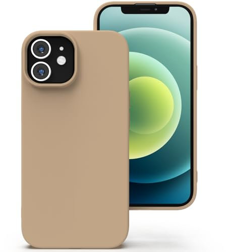 Zuvirelx Silikon Handyhülle für iPhone 12 Mini Hülle, Weiches Griff, Dünne, Minimalistisch, Stoßfest, rutschfest, Taschenpassend - Khaki
