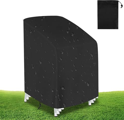 Funda Sillas Exterior Impermeable Fundas para Sillas de Jardin Funda para Sillas Exterior Jardin Funda Sillas Jardin Apilables Funda Protectora para Silla Jardin Exterior 210D Anti Viento Anti UV