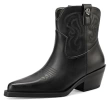 QUEEN HELENA Stivaletti Camperos Stivali Bassi a Punta Texani Donna X31-107 (Nero, Sistema Taglie Calzature EU, Adulto, Donna, Numero, Media, 39)