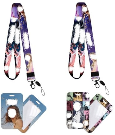 Krilucly Umhängeband für Ausweise und Ausweise, mit Umhängeband, abnehmbares Schlüsselband mit farbigem Aufdruck auf beiden Seiten, für Busausweise, Studentenausweise, Ausweise und Schlüssel