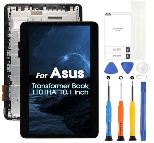per Asus Transformer Book T101HA LCD Schermo, Sostituzione Schermo per Asus T101HA T101H T101HD 10.1 pollici LCD Display Digitazer Full Assembly con Riparazione Kit, Nero con Cornice