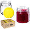 KADAX Lot de 50 petits pots pour conserves de 200 ml, fi66 mm, mini pots à miel et épices, bocaux hermétiques, bocaux à conserves, bocaux à conserves, bocaux ronds (jaune)