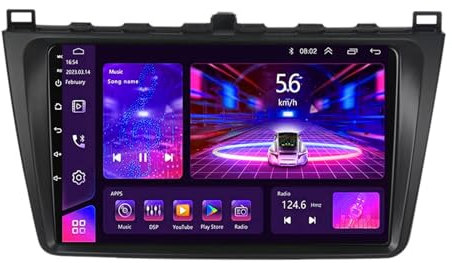 Para Mazda 6 2008-2012 Radio Coche Android 12 9 Pulgadas Pantalla Táctil Carplay Inalámbrico Android Auto DAB BT 5.0 Navegación GPS DSP RDS Enlace Espejo Cámara Trasera Trol Del Volante(4Core+1G+16G+W