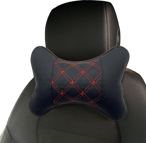 duoyif Reposacabezas Coche Conductor, Reposacabezas Coche De Cuero PU y Algodón Interno, Cojin Cervical Coche, Almohadilla Cuello Coche para Asiento Coche Sillas Juego Asientos Oficina (Negro a1)