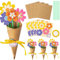 Lot de 24 bouquets de fleurs en papier à faire soi-même - Cadeau de remerciement - Faites votre propre bouquet de fleurs - Cartes de vœux pour la fête des mères - Cadeau d'anniversaire - Pour l'école,