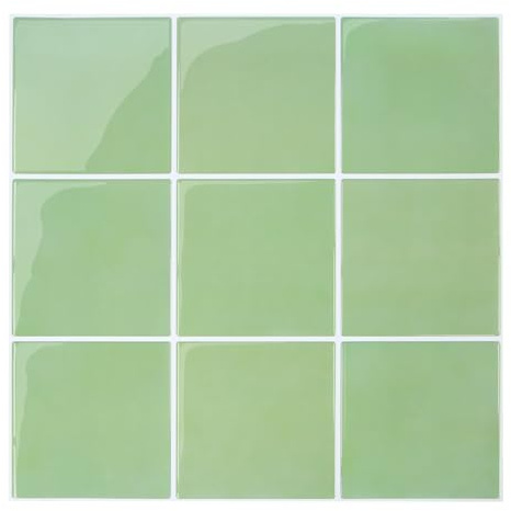 Commomy 10 pcs Upgrade Thicker Stick on Tiles - 12 x 12 3D Sage Green Peel and Stick Wall Tiles Backsplash for Kitchen and Bathroom, Square Self Adhesive Tile Stickers for Living Room, Fireplace