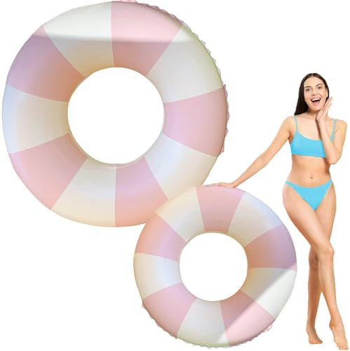 Bouée de natation gonflable pour adulte, style rétro, pour piscine d'été (rose, 120)