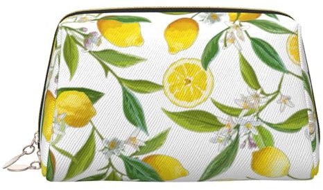 Borsa gialla dell'organizzatore di articoli da toeletta del cuoio del limone, sacchetto di trucco adatto di viaggio, Oro, Taglia unica, Beauty case