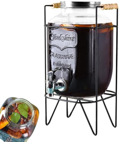 Dispensatore di bevande - 4L Contenitore di distributore di grande capacità | Distributore di acqua di limone al coperchio in metallo | Disperciner di bevande di robusto per eventi formali o cas