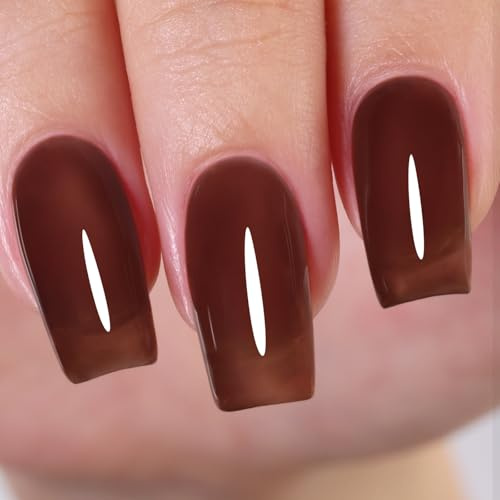 Imtiti Jelly UV Nagellack, Dunkel Braun Transparent UV Gel Nagellack Herbst Winter Gelee Gel Nail Polish Soak Off Led DIY Nagel Kunst Starter Maniküre Salon 10ML