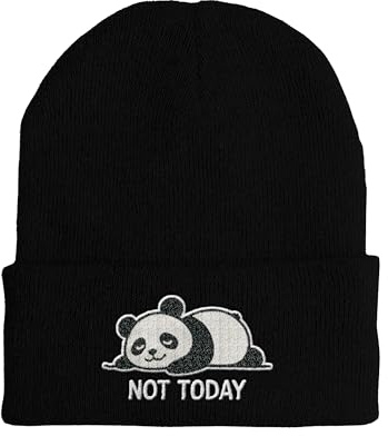 tshirtladen Panda NOT Today Wintermütze – bestickte Strickmütze – lustige Spruchmütze als Statement Beanie für Männer Frauen Jugendliche mit fauler Panda Stickerei