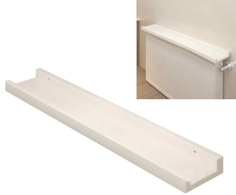 Cache Radiateur Bois, Cache-radiateur Anti-poussière et Anti-fumée, Largeur 15 cm, pour Rangement et Décoration, Bords Surélevés, Charge Maximale 25 Kg(White,120x15cm/47x6in)