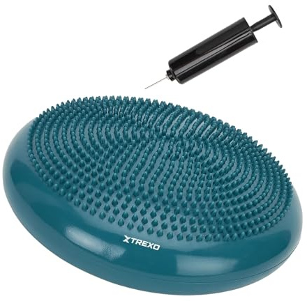 XTREXO Balancekissen Ø 34 cm mit Noppen, inkl. Pumpe – rutschfestes Sitz- & Gleichgewichtstraining für Core-Stabilität & Balance, Büro & Homegym – entlastet die Haltung