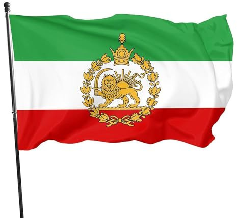 Bandiera iraniana, con leone corona solare, 90x150 Cm Colori Vivaci Anti-Sbiadimento Decorazione, Per Estate Feste Compleanno Scuola Casa Eventi sportivi(A)