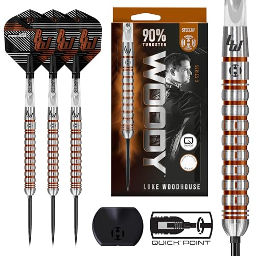 Harrows Luke Woodhouse 'Series 2' Profi Dartpfeile 90% Wolfram Stahlspitze Dartset mit Quick Point Change System Set
