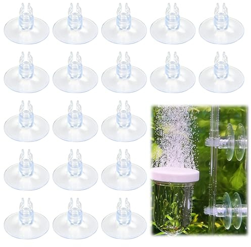 HAVIRI Ventouse Aquarium, 20 PCS Transparente 5mm avec Clips Petite Ventouse pour Aquarium Tube et Accessoires Ventouses de Fixation pour Pompe à Air et Décoration