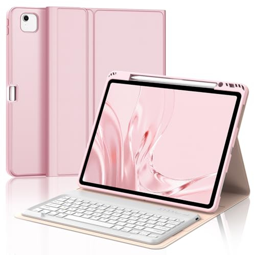 Qivxinnie Coque Clavier pour iPad Air 13 Pouces M4 2026/M3 2025/M2 2024 | Coque Clavier Bluetooth Détachable avec Porte Crayon pour iPad Pro 12,9'' 6e/5e/4e/3e Generation, AZERTY Français, Noir