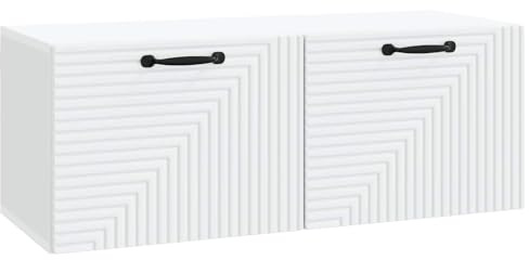 SKTQYQO Meuble TV mural blanc 78,5 x 31 x 30 cm | Bois d'ingénierie, design peu encombrant, montage mural, élégant pour le salon