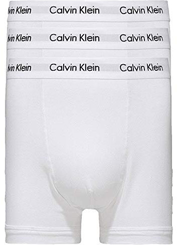 Calvin Klein Herren Boxershorts Low Rise TRUNK, 3er Pack U2664G, Ohne Eingriff, Mehrfarbig ( Weiß ) - Small