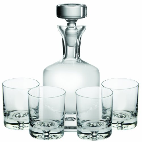 Ravenscroft Crystal | European-Made, Hand-blown 34 OZ Whiskey Decanter & Four 11 Oz Double Old Fashioned Glasses | 100% Lead-Free Crystal | Gift Box