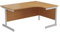Office Hippo Heavy Duty Office Desk, Right Corner Desk, Strong & Reliable Workstation, Office Table With Integrated Cable Ports, PC Desk For Office or Home - Oak Top / White Frame