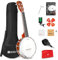 Vangoa Banjo-Ukulele, 4-saitige Banjolele mit Armlehne, Konzert, 58,9 cm, Sapeli, Banjo-Ukulele mit Anfänger-Kit
