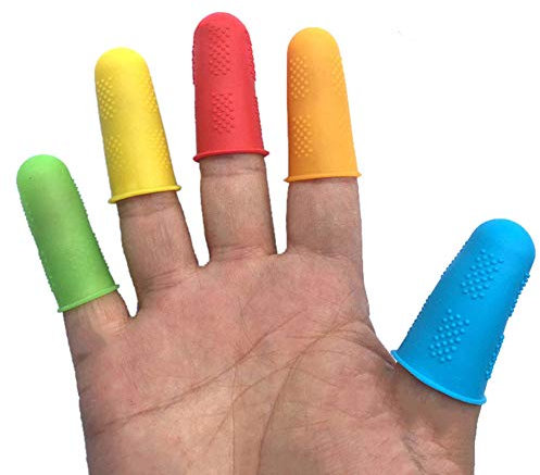 Lyanther 5 Pieces Silicone Finger Protectors Hot Glue Gun Finger Caps for Hot Glue Sewing Wax Rosin Resin Honey Adhesives Scrapbooking