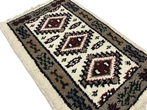 WAWA Orientteppich Brücke 40X60 cm Handgeknüpft Teppich Fussmatten Debbbich 100% Wolle (Beige-1, 5 Stück (40X60))