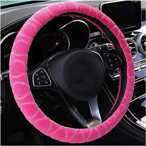 Lenkrad Abdeckung Kunstfell Winter Warm Lenkrad Wrap passt die meisten Auto 37cm 38cm Größe Innenzubehör Rosa