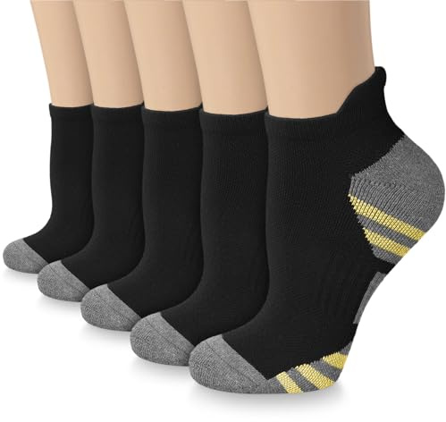Kupfer-Kompressionssocken für Damen und Herren, Knöchelsocken, Plantarfasziitis, Fußgewölbeunterstützung, Laufsocken für Sportler, 5 Paar