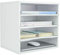 EasyPAG Wood Desktop 4 Tier A4 in Tray Office Desk Tidy File Holder Paper Organiser Magazine Storage Filing Rack,White