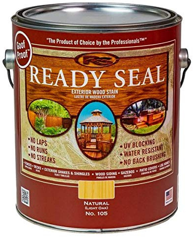Ready Seal Stain & Sealer for Wood, Outdoor Deck, Fence - All-in-One Exterior Wood Stain and Waterproofing Sealant – Easy to Apply, No Back Brushing Needed, UV Protection - 1 Gallon, Natural Light Oak