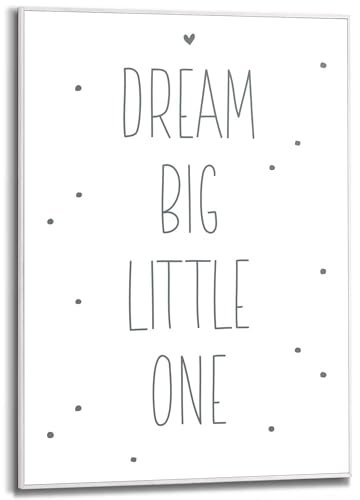 REINDERS Gerahmtes Bild, Dream big little one, Kinderzimmer, Poster, Wanddeko, Room Decor, MDF, Schwarz-Weiß, 70 x 50