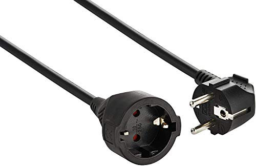 Electraline 1693 Contatto, Cavo in plastica, IP20, per Interni, con Protezione per Bambini, prolunga Schuko, Nero, 5 m