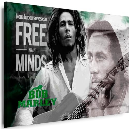 Myartstyle - Bilder Bob Marley Sänger 60 x 40 cm Leinwandbild Xxl - Wandbild 1 Teilig - Gerahmter Kunstdruck Musik w-s-2023-41