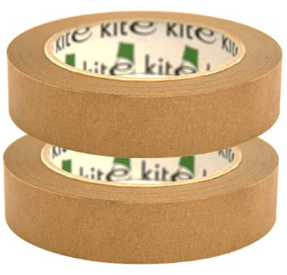 Nastro adesivo da 25 mm x 50 m, colore marrone, adesivo in carta kraft, ideale per cornici, mascherature, decorazioni e imballaggi, ecologico, 100% riciclabile, vegano (2)