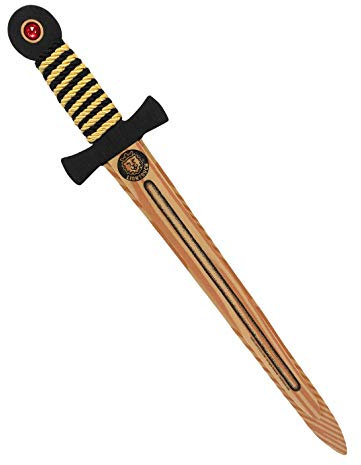 Liontouch - WoodyLion Épée, Or & Noir – Taille Moyenne | Jouet en Mousse Imitation Bois pour Jeu d'Imagination dans Les Bois | Armes Flexibles et Sûres pour Déguisements et Costumes pour Enfants