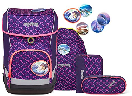 ergobag Unisex Kinder Cubo Light-Set Gepäck-Kabinengepäck, Unterwasserbär mit Perlen, Einheitsgröße