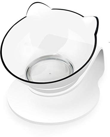 Pet Feeding Bowl, Cat Water Bowl, Durable Fall Resistant 15 Degree Tilt Single Cat Food Bowl, Pet Food Bowl with Raised Stand for Cats and Small Dogs