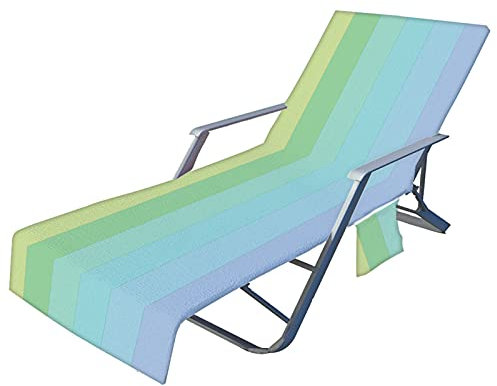 Sonnenliege Handtuch, Strandtuch Liegestuhl Bezug mit Seitentasche,Bunt Streifen Design,Schonbezug für Gartenliege Strand Liege Liegestuhlauflage, 210x 70cm (Bunt,75 × 210 cm)