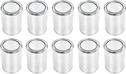 BenBow Lata de hojalata de 10x 1000 ml con tapa a presión - hermética, opaca, vacía, redonda - contenedor de almacenamiento