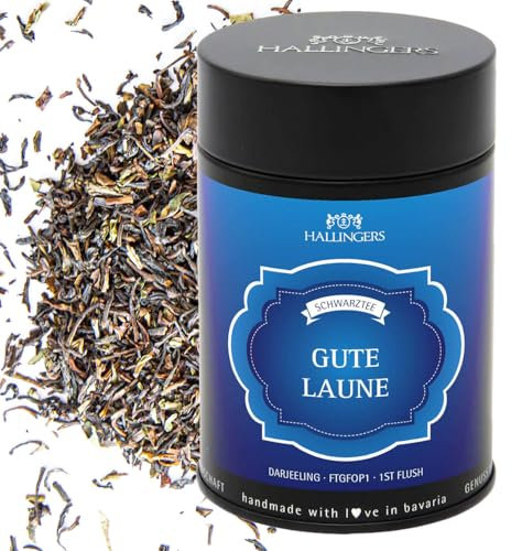 Hallingers Gute Laune - Loser Schwarz-Tee, Darjeeling - FTGFOP1-1st Flush (Dose) - Geschenk im Sommer & als perfektes Grillgeschenk | Hochzeit Glückwunsch Genesung Jahrestag