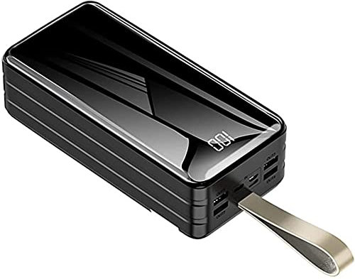 HHORB Caricabatterie Portatile USB Power Bank 50000-80000Mah 4 Uscite 3 Ingressi, Batteria Ad Alta Capacità Con Display, Ricarica Rapida Per Tutti I Telefoni Cellulari,Nero,80000mAh
