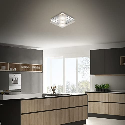 Trango 3488 Deckenstrahler in Eckig *ELA* aus Metall mit bedrucktem Design Motiv Glas-Lampenschirm Deckenlampe, Wandleuchte, Badlampe inkl. 3x 5 Watt GU10 LED Leuchtmittel 3000K warmweiß Deckenleuchte