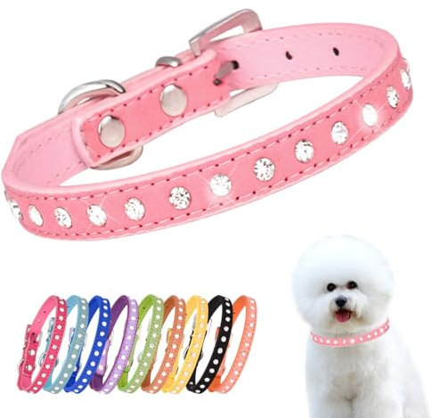 Collier pour chien avec strass roses pour chiens de taille moyenne, joli collier à strass avec strass scintillants pour chiens femelles de petite et moyenne taille, taille M